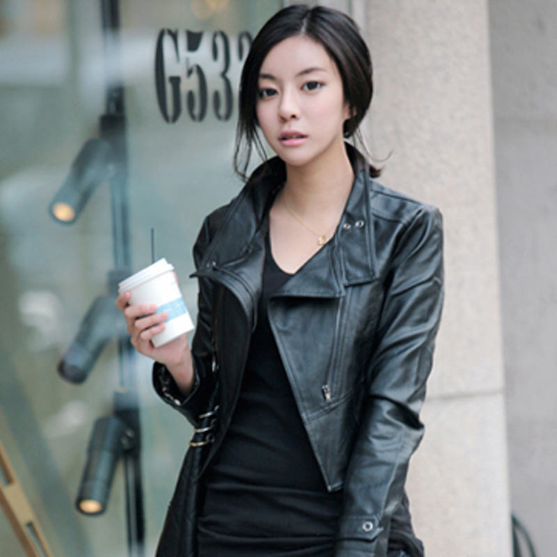 2012 autumn motorcycle short design water wash PU leather clothing women outerwear 11b2056a