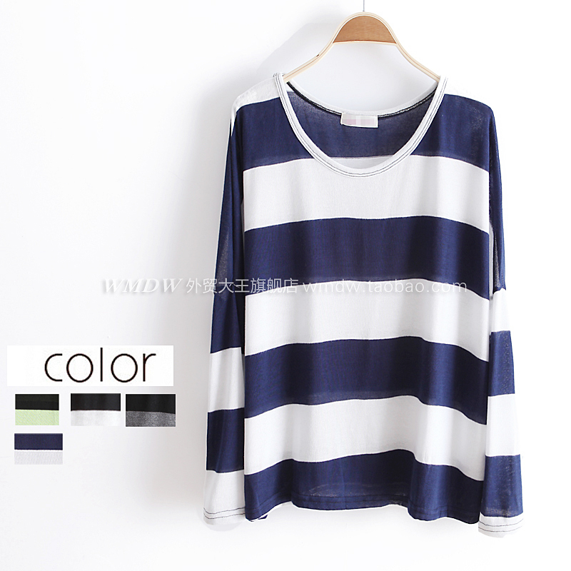 2012 autumn navy style bold stripe loose pullover sweater wx1033