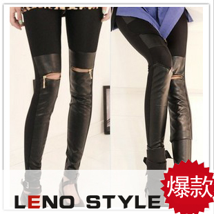 2012 autumn new arrival autumn and winter women pencil faux leather safety pants legging