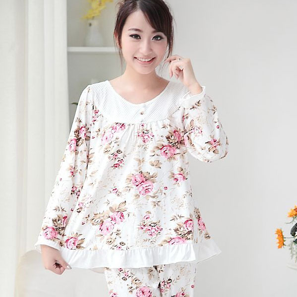 2012 autumn new arrival autumn flower women's 100% cotton long-sleeve sleepwear lounge