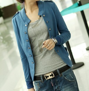 2012 autumn new arrival autumn women's fashionable casual long-sleeve short jacket all-match 100% cotton coat