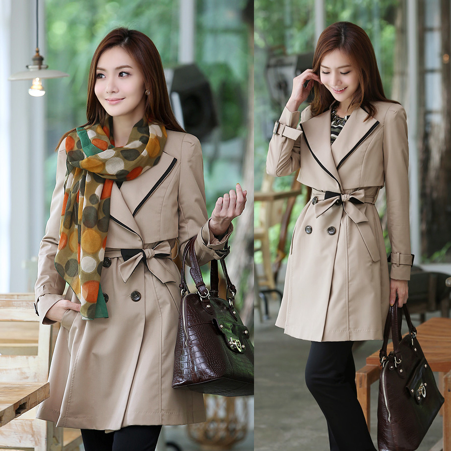 2012 autumn new arrival boutique women's double collar slim fashion trench female outerwear spring and autumn