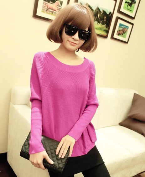 2012 autumn new arrival fashion all-match small lantern sleeve o-neck sweater batwing shirt female