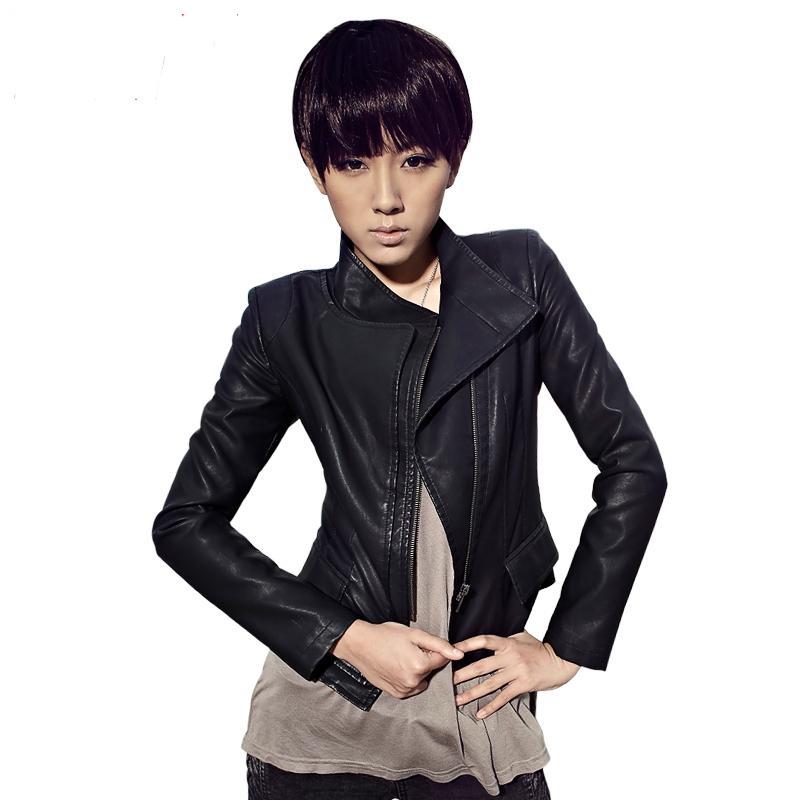 2012 autumn new arrival hot-selling motorcycle small leather clothing women's short design slim PU jacket outerwear