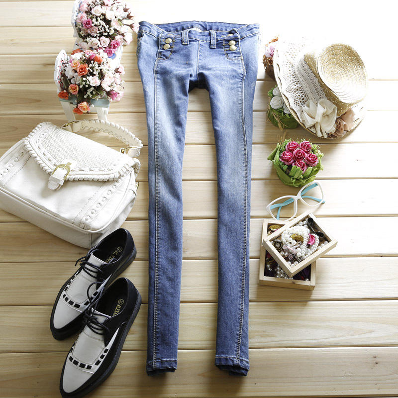 2012 autumn new arrival low-waist wearing white water wash slim hip skinny jeans Women trousers