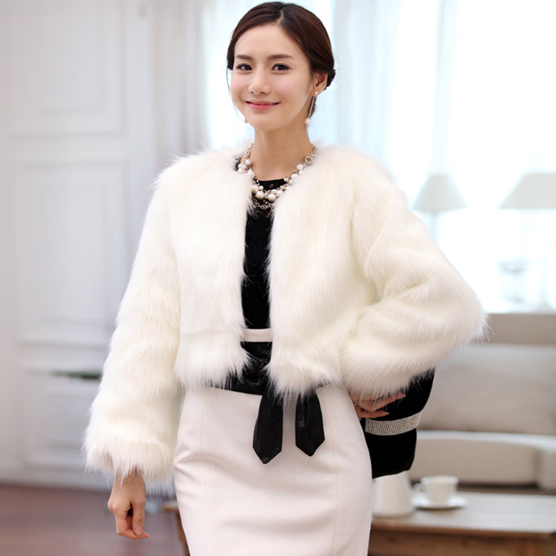 2012 autumn new arrival luxury long-sleeve white fur women's short design coat