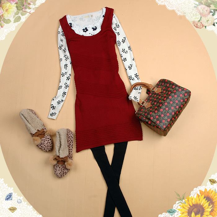 2012 autumn new arrival oblique stripe slim knit dress sweater dress tank dress