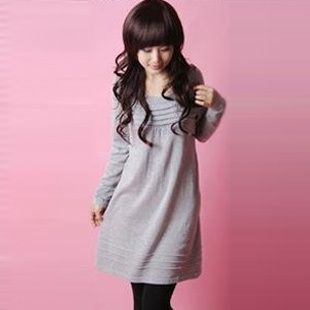 2012 autumn new arrival pleated medium-long sweater women's all-match sweater basic shirt basic sweater