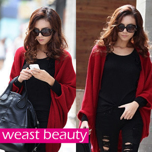 2012 Autumn New Arrival Plus Size Women cardigan long design cape sweater outerwear Free Shipping