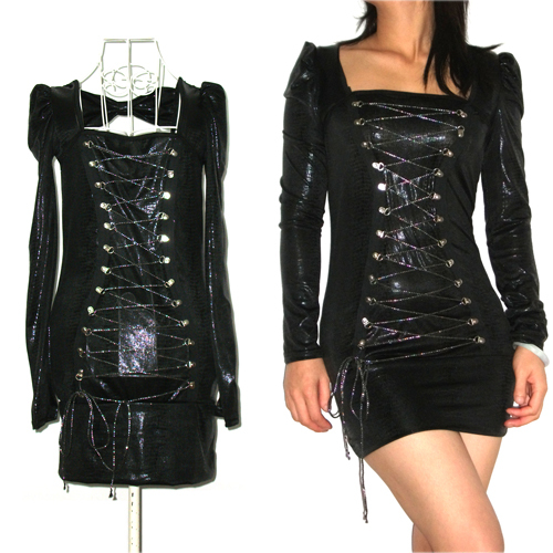 2012 autumn new arrival sexy women's leather racerback slim hip long-sleeve dress