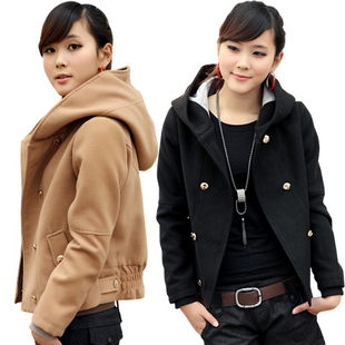 2012 autumn new arrival short design loose casual women's short jacket spring and autumn woolen coat