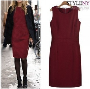 2012 autumn new arrival slim hip autumn and winter woolen one-piece dress slim waist tank dress plus size clothing