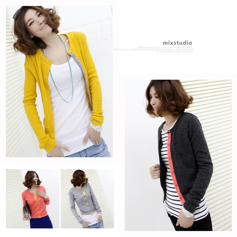 2012 autumn new arrival solid color all-match cardigan short design coat women sweater 4225