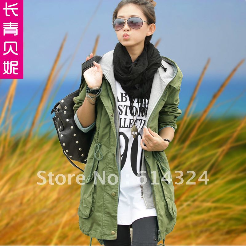 2012 autumn new arrival trench female outerwear spring and autumn casual fashion medium-long trench women's