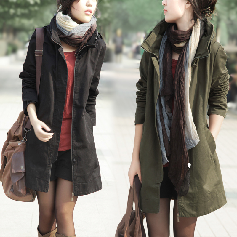 2012 autumn new arrival trench long design female outerwear 6152 plus size