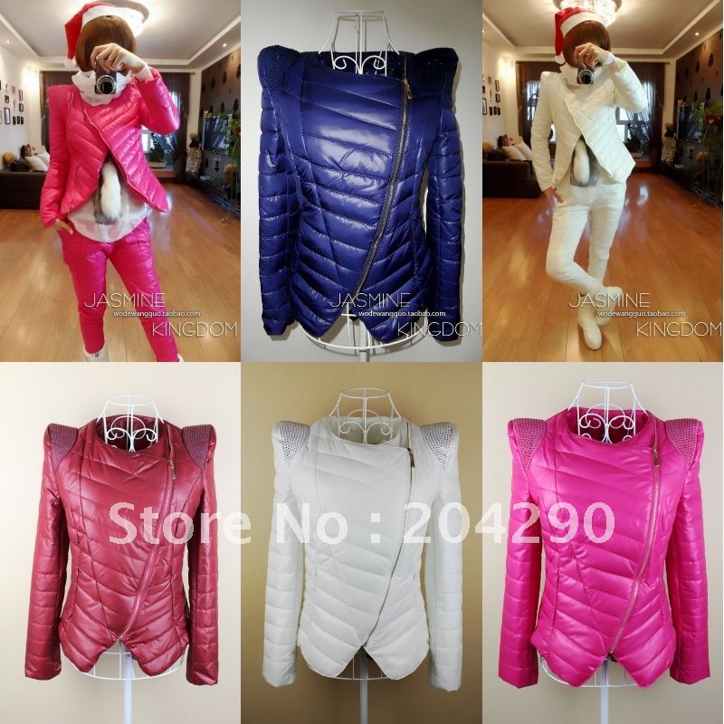 2012 autumn new arrival Women multicolour short jacket shoulder pads thin wadded jacket candy color cotton-padded jacket