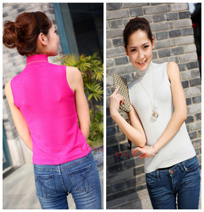 2012 autumn new arrival women's all-match stand collar sweater vest sleeveless basic shirt