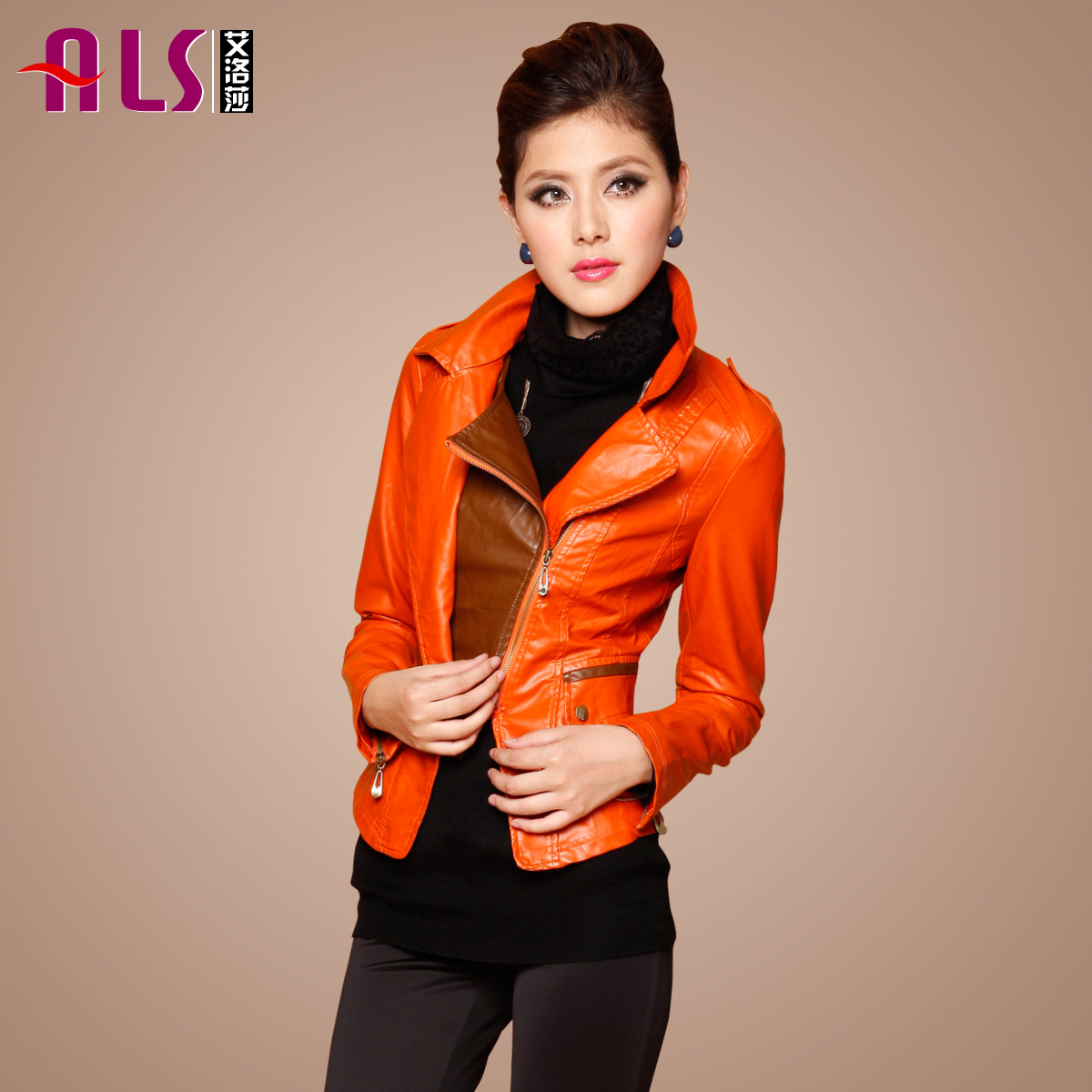 2012 autumn new arrival women's fashion motorcycle PU short jacket slim water wash stand collar leather clothing le-12238