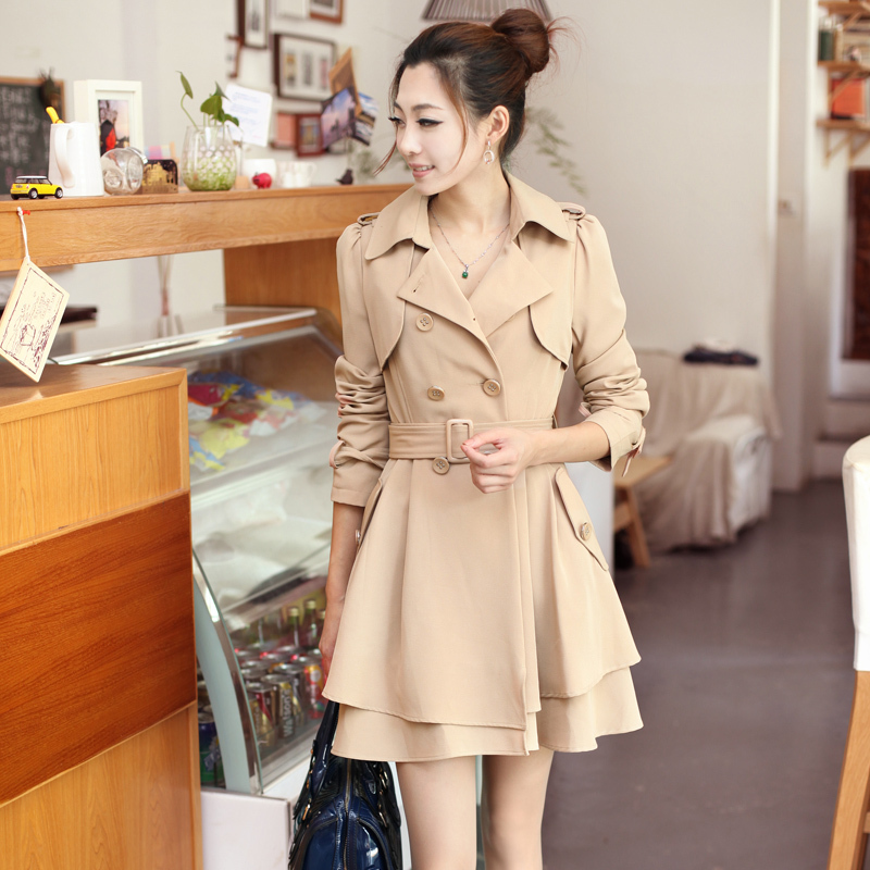 2012 autumn new arrival women's formal gentlewomen slim solid color trench fy152