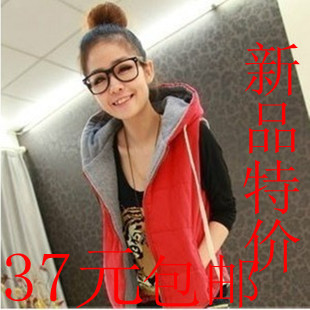 2012 autumn new arrival women's vest female autumn and winter fashion with a hood plus size casual cotton vest cotton vest