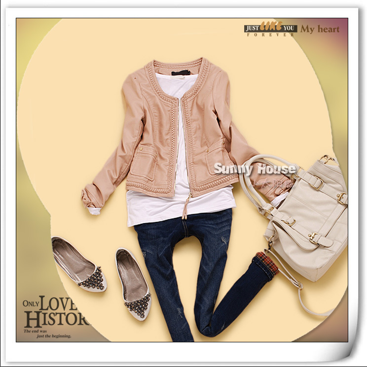 2012 autumn new arrival women's vintage flower short design leather clothing outerwear q2-4