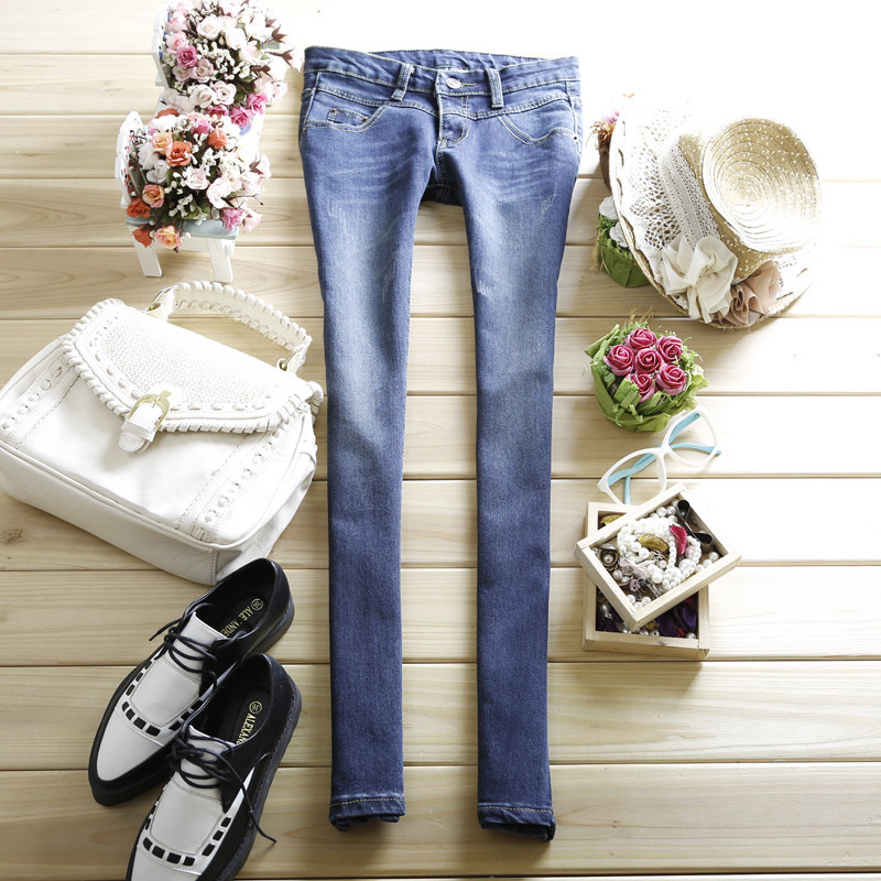 2012 autumn new arrival women's water wash wearing white slim pencil skinny jeans long trousers