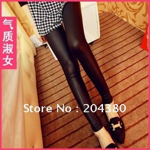 2012 Autumn New Europe and the United States leather TIGHTS STRETCH thin backing Lederhosen/ women tight legging