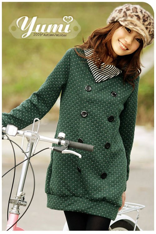 2012 Autumn New Hot Women Polka Dot Outwear Plaid Casual Pullover Double Breasted Long Sleeve Outewear