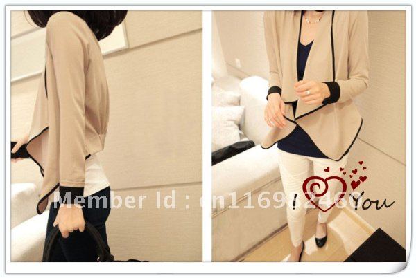 2012 Autumn new products / European style / loose short paragraph jacket / hit the color a little outside the ride Free shipping