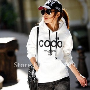 2012 autumn new Women Korean version of casual letters the COCO thick hooded fleece sweater