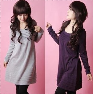 2012 autumn o-neck long design long-sleeve sweater doll style knit dress