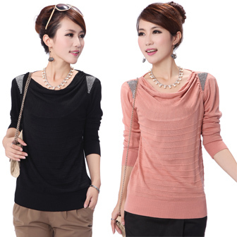 2012 autumn OL outfit all-match slim elegant low o-neck long-sleeve sweater female