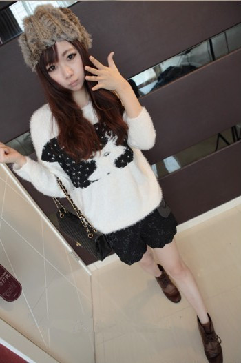 2012 autumn onta soft loose mohair fashion pullover sweater female