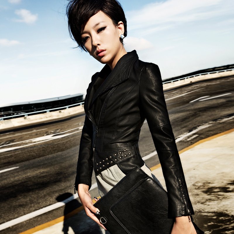 2012 autumn outerwear handsome sweep female short design slim leather clothing pu21g3691