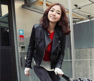 2012 autumn outerwear motorcycle women's leather clothing female short design slim small leather clothing PU jacket