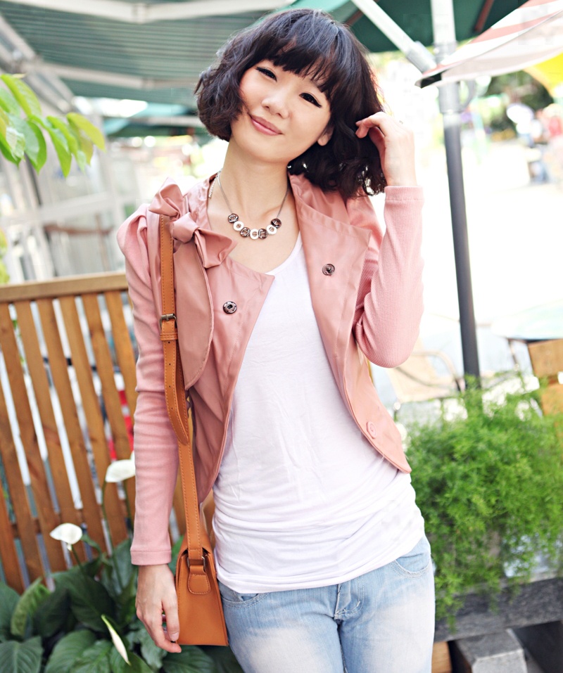 2012 autumn outerwear sweet fashion women's short design slim water washed leather jacket o-neck outerwear