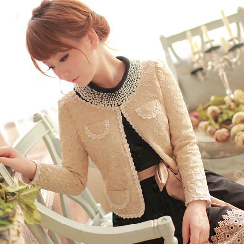 2012 autumn outfit coat to restore ancient ways short coat contrast color sweet brief paragraph lace coat L91014