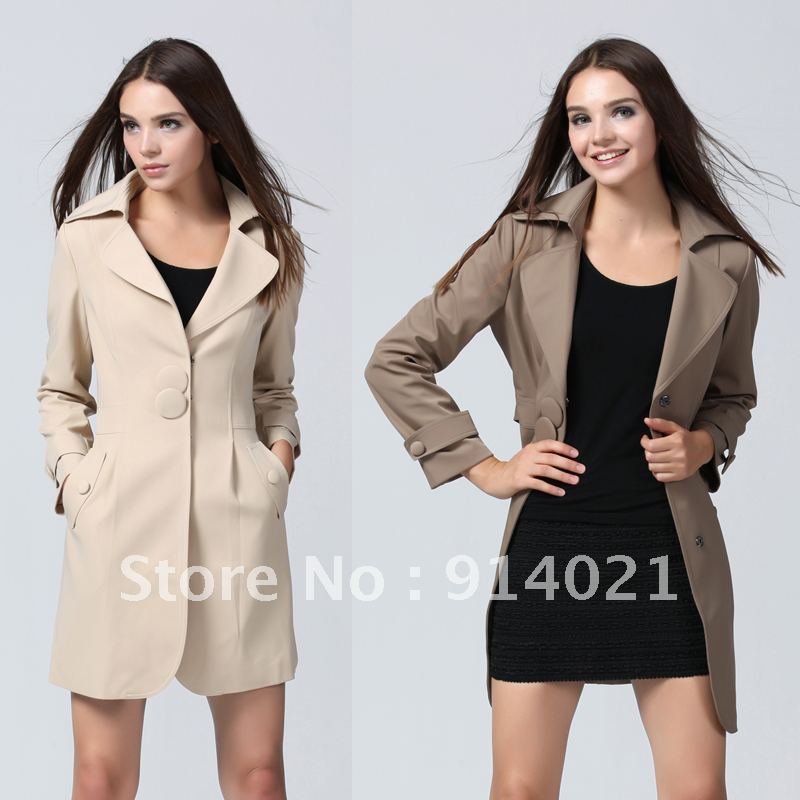 2012 Autumn plus size clothing, autumn new arrival,upper-scale  women's trench, size S-XXXL ,camel and beige colors