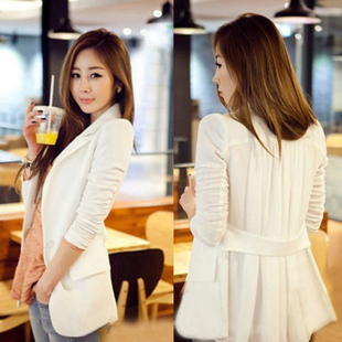 2012 autumn plus size clothing slim long-sleeve solid color chiffon blazer medium-long suit outerwear