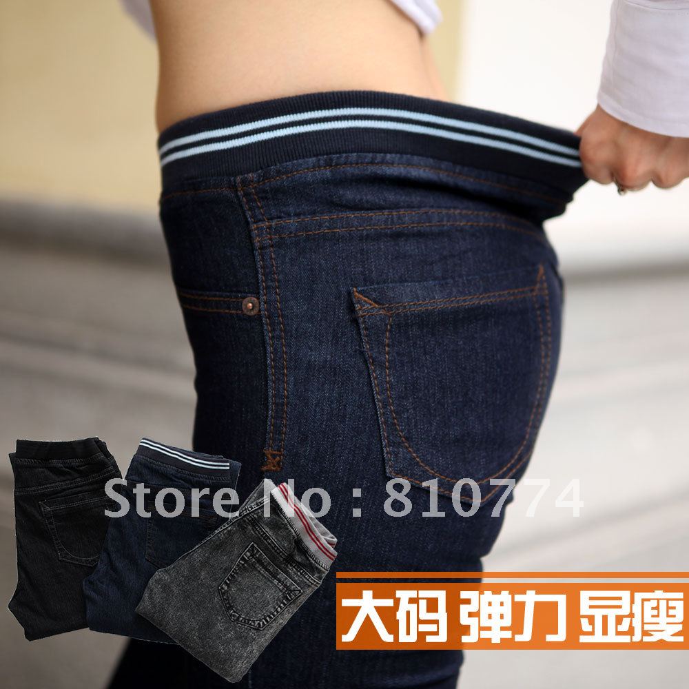 2012 autumn plus size jeans female mm skinny pants