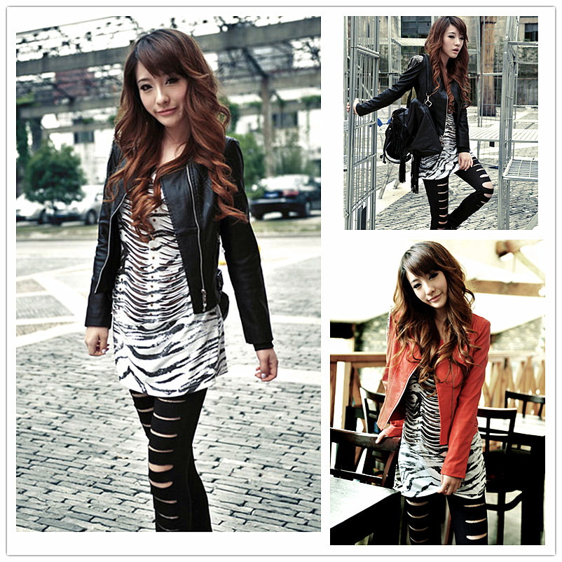 2012 autumn PU jacket leather clothing short design slim all-match leather clothing coat zipper-up leather clothing female