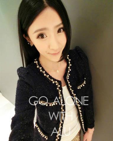 2012 autumn puff long-sleeve pads small gold chain pearl silveryarn o-neck short jacket