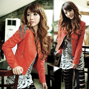 2012 autumn quality zipper slim water washed leather short design leather clothing female