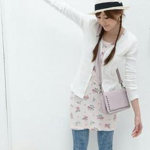 2012 autumn rib knitting cotton 100% cotton gentlewomen cardigan free shipping