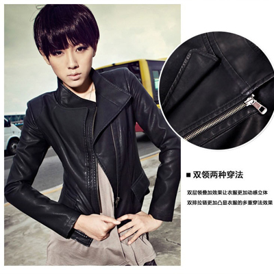 2012 autumn short motorcycle jacket zipper short design slim PU women's small leather clothing female