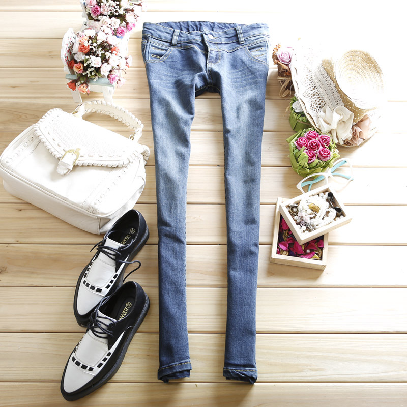 2012 autumn skinny jeans Women pencil pants slim water wash retro finishing female trousers