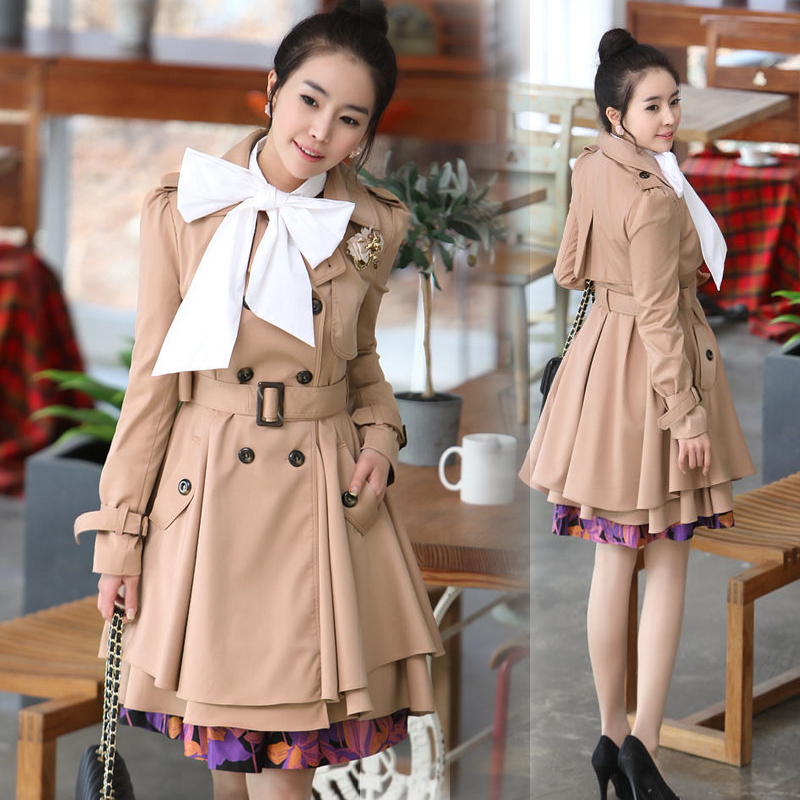 2012 autumn slim medium-long trench spring and autumn casual outerwear fashion expansion bottom female