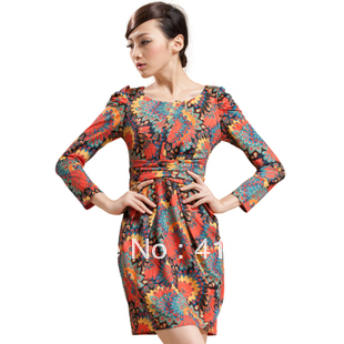 2012 autumn slim midsweet phoeni slim waist one-piece dress