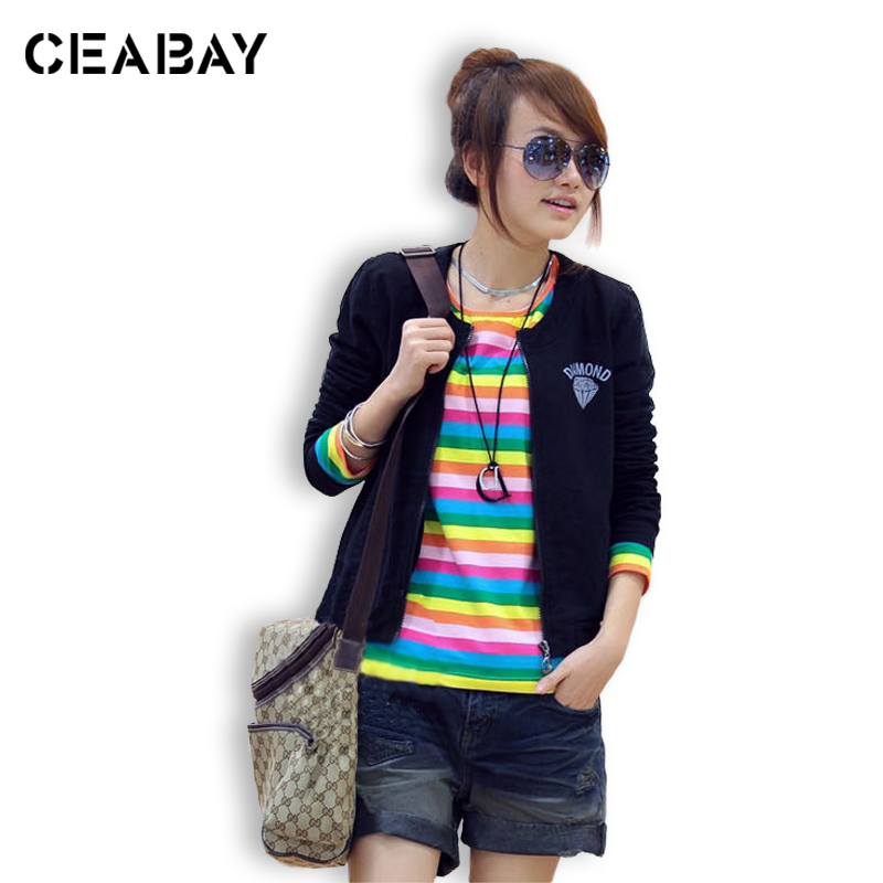 2012 autumn slim rhinestones letter o-neck zipper-up short design long-sleeve female outerwear