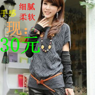 2012 autumn slit neckline batwing sleeve cutout crochet shirt cutout vest women's sweater